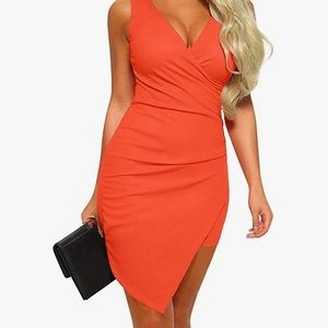 Orange bodycon mini dress